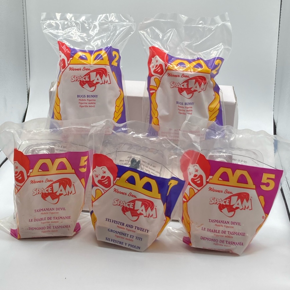 MIP McDonald’s 1996 Warner Bros. Space Jam Happy Meal Toys, lot of 5